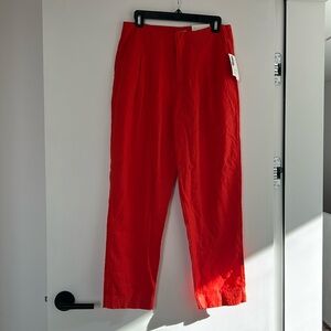 A New Day Red High Rise Linen/Rayon Blend Tapered Ankle Pants 6 NWT